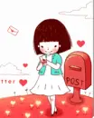 cute girl receiving a love letter