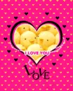 i love you : cute chicks in a heart