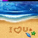 I love you mark on the beach