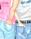 lovers'hands in the back of the pockets
