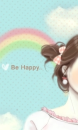 cute girl in front of a rainbow : be happy