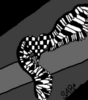 winged black and white heart
