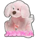 Jessica with pink dog