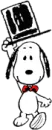snoopy & a black hat