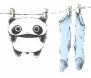 tare panda on a string with socks