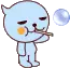 blue thingi blowing soap bubbles