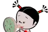 little girl making up