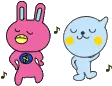 blue thingi & pink bunny giving a concert