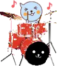 blue thingi playing the drums