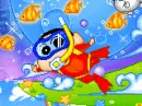 shin chan scuba diving with a shark