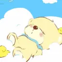 cute teddy bear sleeping on a cloud