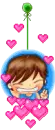 shy boy with hearts