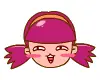 violet haired girl with a moustache