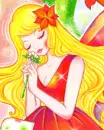 blonde girl smelling a flower