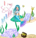 Mermaid Queen w/ Falling objects By Kiss (Non-Animated)