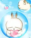 mashimaro in a bubble with a heart
