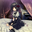 anime girl sitting on the bed
