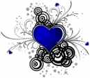 Blue Heart and Black swirls