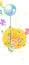 cute bboguri with a balloon & flowers