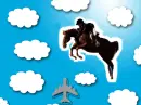 Horse Jumping in clouds