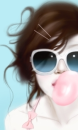 cute girl with bubble gum