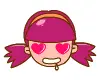 violet haired girl dribbling in love