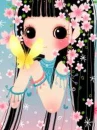 cute flower girl with a butterfly