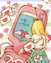 cute girl & a mobile phone love message