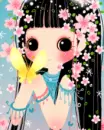 cute flower girl with a butterfly