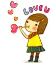 cute girl blowing heart bubbles