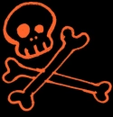 neon orange skull