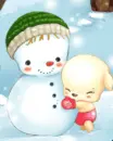 PUPPY WITH SNOWMAN