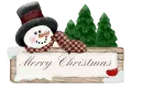 snowman with sign