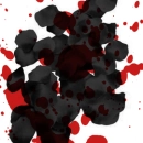 blood and black rose petals