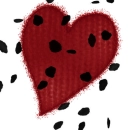 red heart with black rose petals