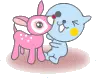 blue thingi with a cute bambi
