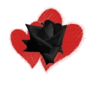 red emo hearts with black rose