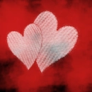 white emo hearts on red mist