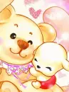 PUPPY WITH TEDDY BEAR