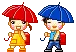 Kids Holding Umbrella  