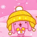 cute pink poodle in the snow