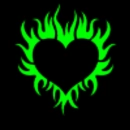 neon green flame heart