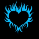 teal blue flame heart