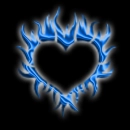 cool blue flame heart with white glow