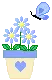Blue Potted Flowers