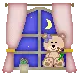 little teddy bear in window