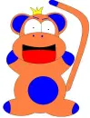 monkey blue and orange