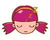 violet haired girl smiley sleeping