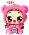cute kawaii pink teddy girl