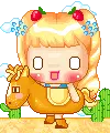 cute kawaii blonde girl on a horse
